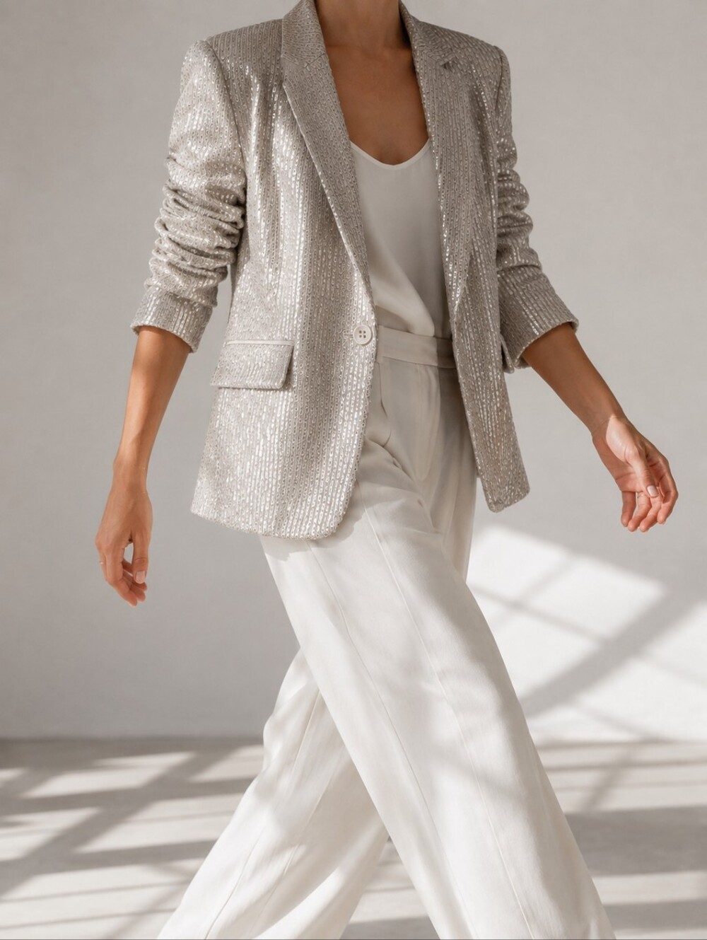 Banana Republic Petite Silver Sequin Blazer Size 00P